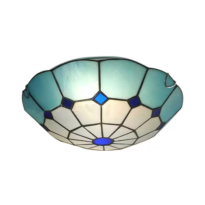 Tiffany Floral Flush Mount Ceiling Lights - 2 Light Bedroom Fixture