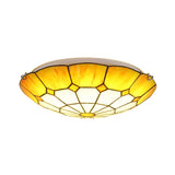 Tiffany Floral Flush Mount Ceiling Lights - 2 Light Bedroom Fixture
