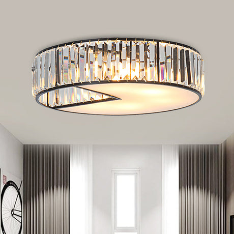 Modern Crystal Flush Ceiling Lamp - 5-Bulb Block Design For Living Room Black