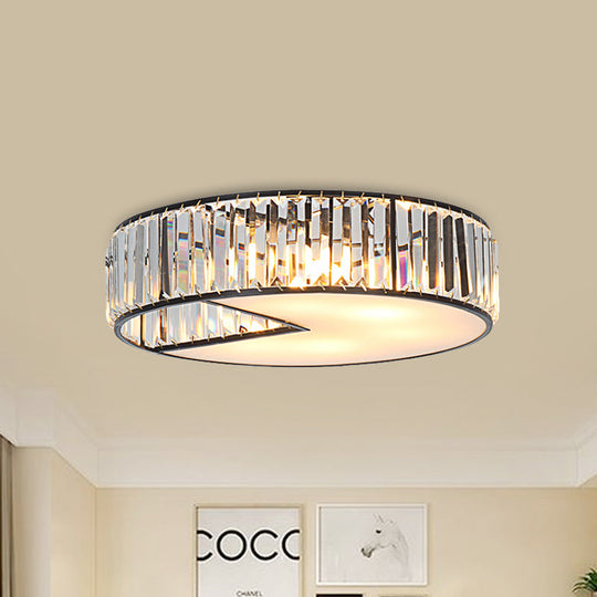 Modern Crystal Flush Ceiling Lamp - 5-Bulb Block Design For Living Room