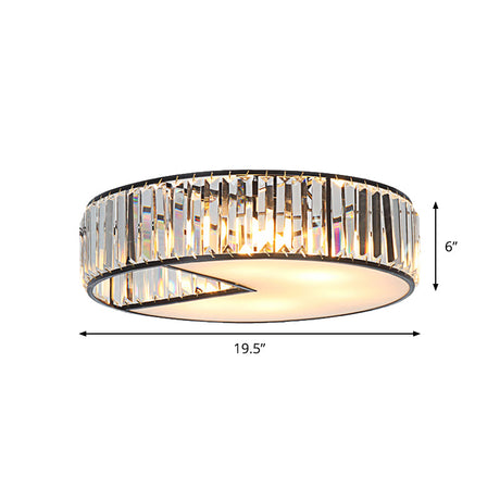 Modern Crystal Flush Ceiling Lamp - 5-Bulb Block Design For Living Room