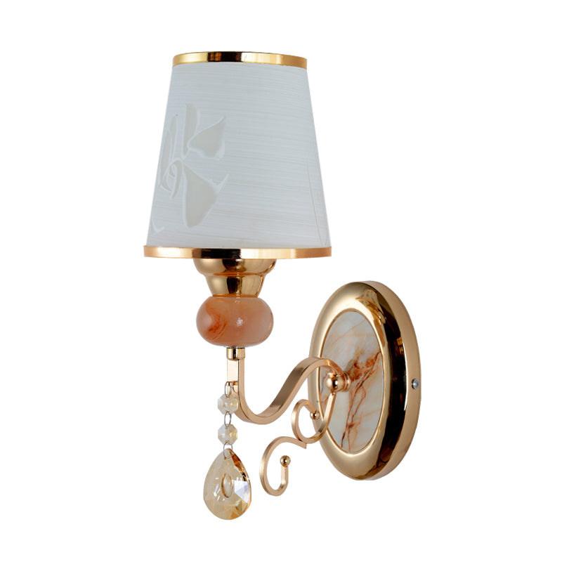 Contemporary Gold Wall Sconce 1 Light Textured Glass Mount Fixture Ideal For Living Room