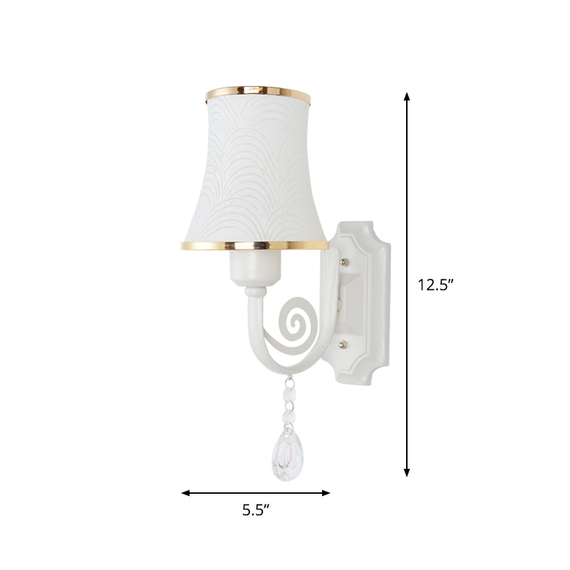 Contemporary Gold Wall Sconce 1 Light Textured Glass Mount Fixture Ideal For Living Room