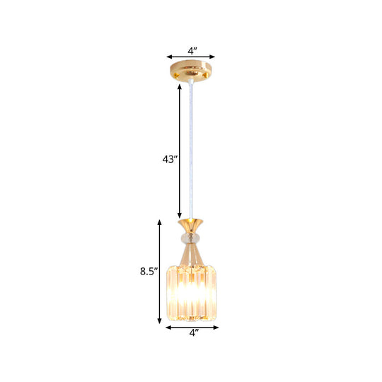 Gold Cylinder Crystal Prisms Pendant Ceiling Light Fixture