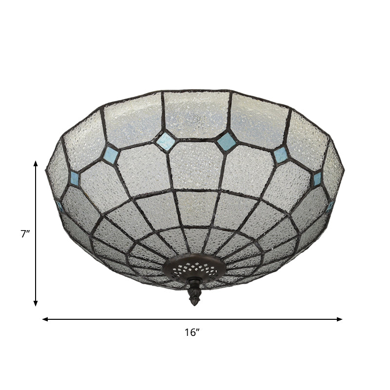 Baroque 3-Head Cut Glass Clear/Textured White Flushmount Ceiling Light