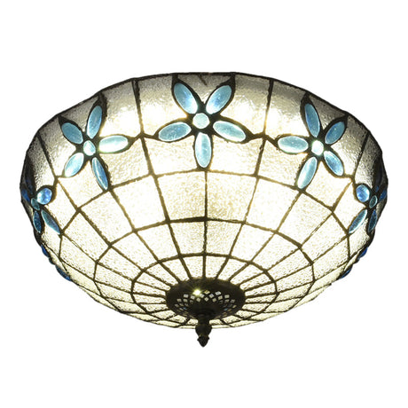 Baroque 3-Head Cut Glass Clear/Textured White Flushmount Ceiling Light