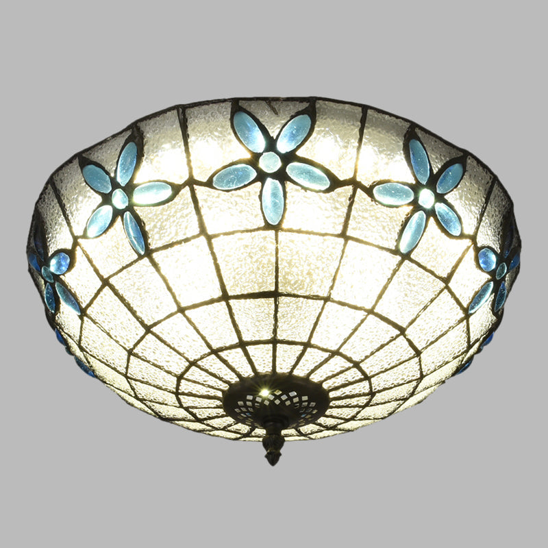 Baroque 3 - Head Cut Glass Clear/Textured White Flushmount Ceiling Light