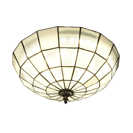 Baroque 3-Head Cut Glass Clear/Textured White Flushmount Ceiling Light