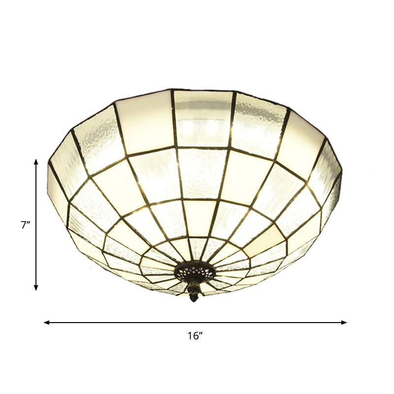 Baroque 3-Head Cut Glass Clear/Textured White Flushmount Ceiling Light