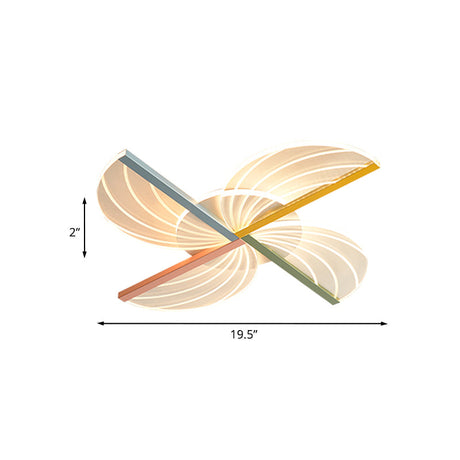 Modern Nordic Led Flush Bedroom Lamp In White With Clear Acrylic And Windmill Design