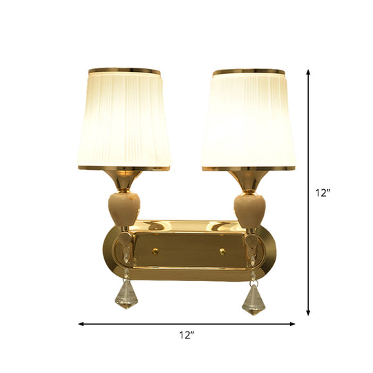 Gold Modernist Bell Wall Sconce Lighting With Glass Shade For Living Room