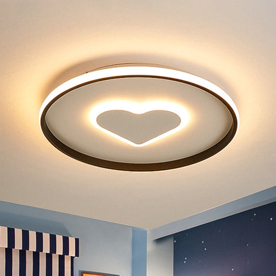 Nordic Heart Flush Mounted Led Bedroom Light - Pink/Black/White Black-White