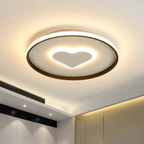 Nordic Heart Flush Mounted Led Bedroom Light - Pink/Black/White