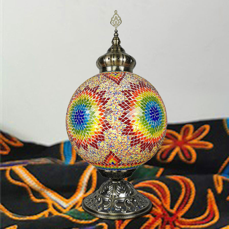 Raelynn - Vintage Sphere Nightstand Lighting 1-Light Hand Rolled Art Glass Night Table Light For