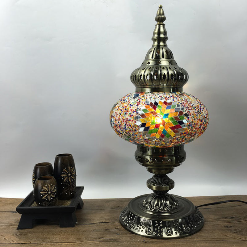 Barbara - Bohemia Elliptical Stained Glass Table Lighting 1 Head Living Room Nightstand Light In
