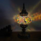 Bohemia Stained Glass Table Lamp: Elliptical Living Room Nightstand Light In White/Red/Yellow