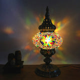Bohemia Stained Glass Table Lamp: Elliptical Living Room Nightstand Light In White/Red/Yellow