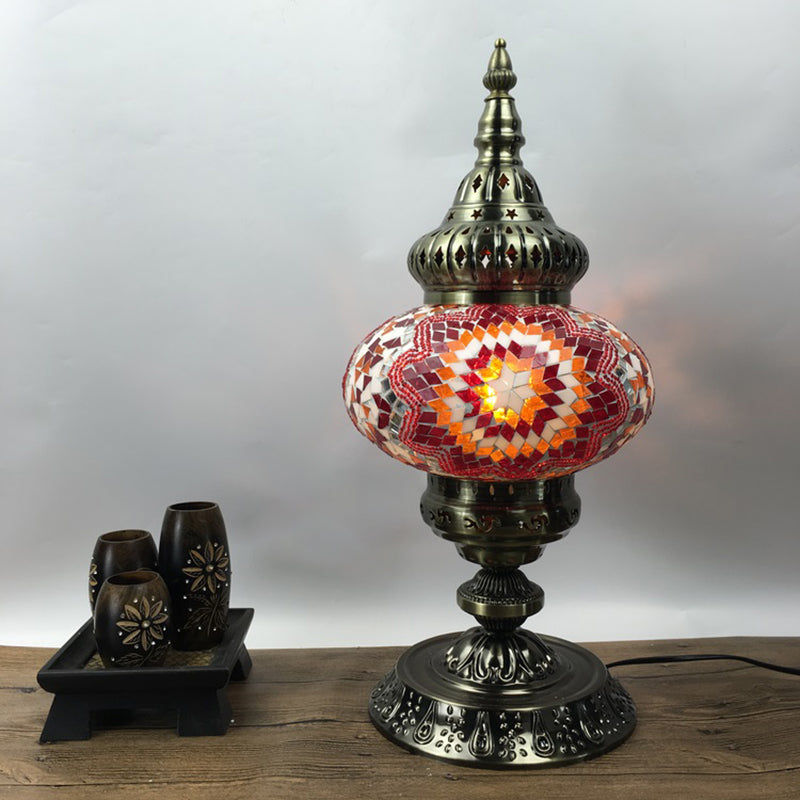 Barbara - Bohemia Elliptical Stained Glass Table Lighting 1 Head Living Room Nightstand Light In