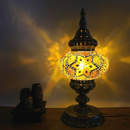 Barbara - Bohemia Elliptical Stained Glass Table Lighting 1 Head Living Room Nightstand Light In