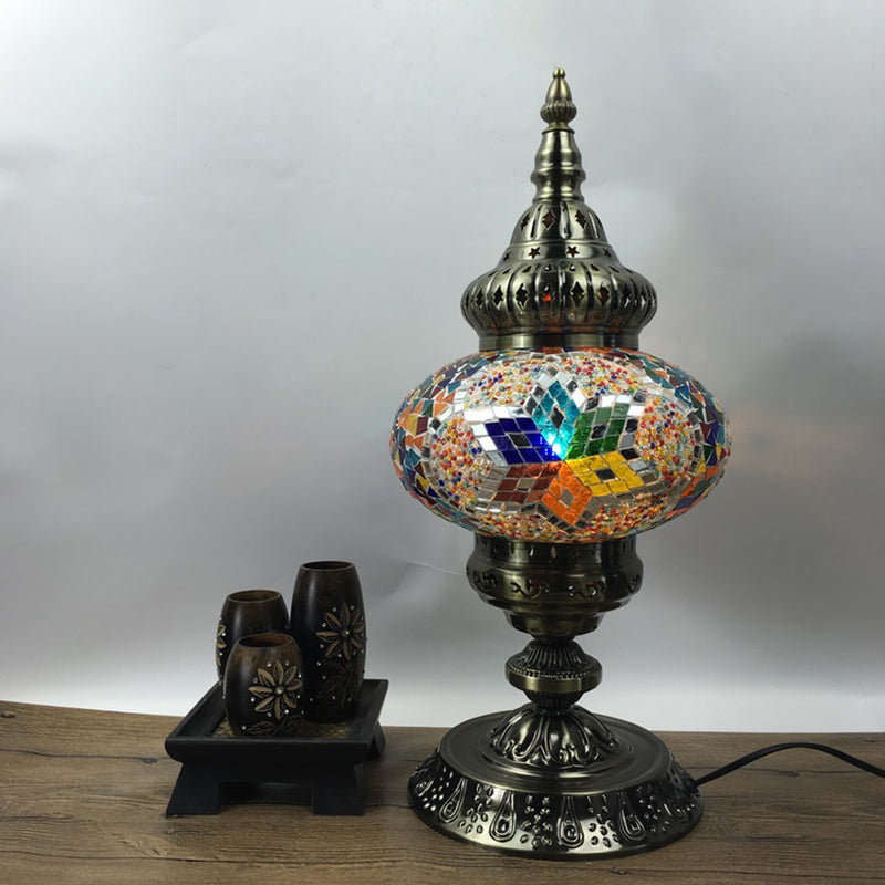 Barbara - Bohemia Elliptical Stained Glass Table Lighting 1 Head Living Room Nightstand Light In