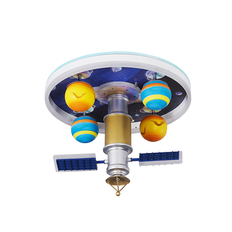 Cartoon Acrylic Led Kid - Bedroom Flush Ceiling Lamp In Yellow And Blue - Satellite Mount Fixture