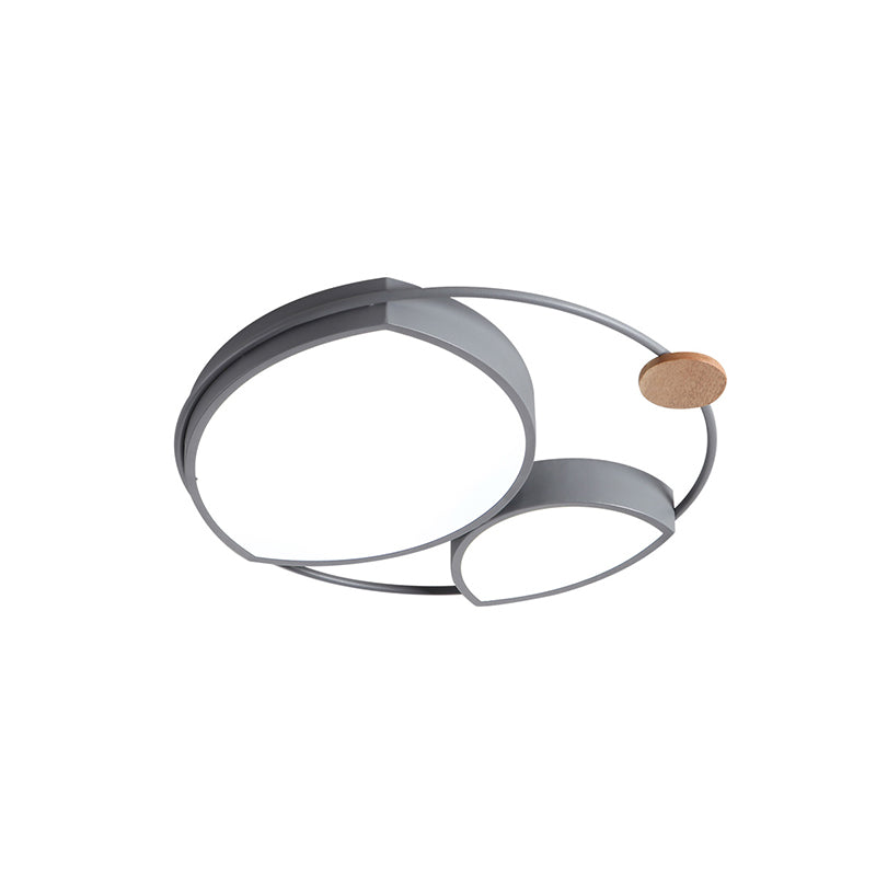 Nordic Style Led Metal Flush Mount Lamp Fixture - Grey Finish Ideal For Bedroom