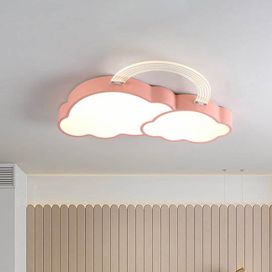 Rainbow Cloud Led Pink Flushmount For Childs Bedroom /