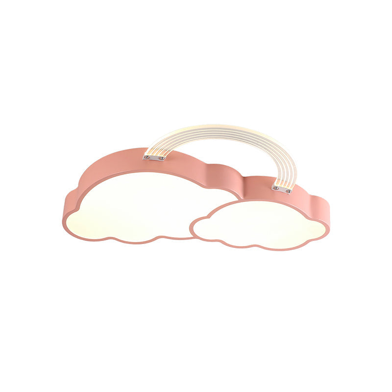 Rainbow Cloud Led Pink Flushmount For Childs Bedroom