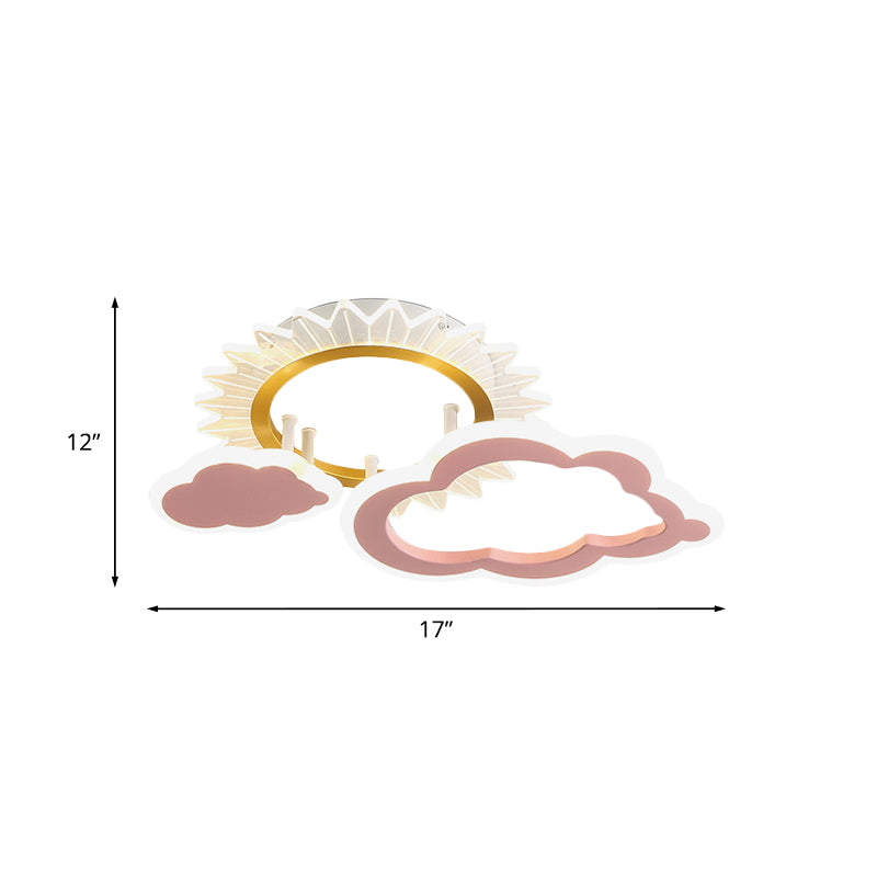 Rainbow Cloud Led Pink Flushmount For Childs Bedroom