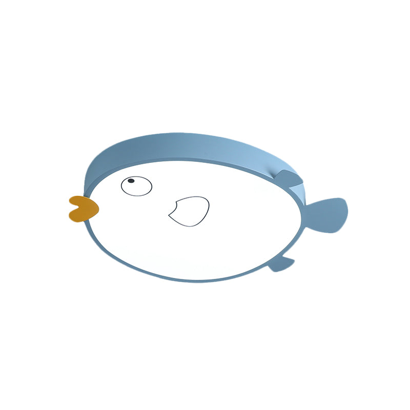 Macaron Blue/Pink Led Bedroom Flush Light With Bird Acrylic Shade - Mount Fixture