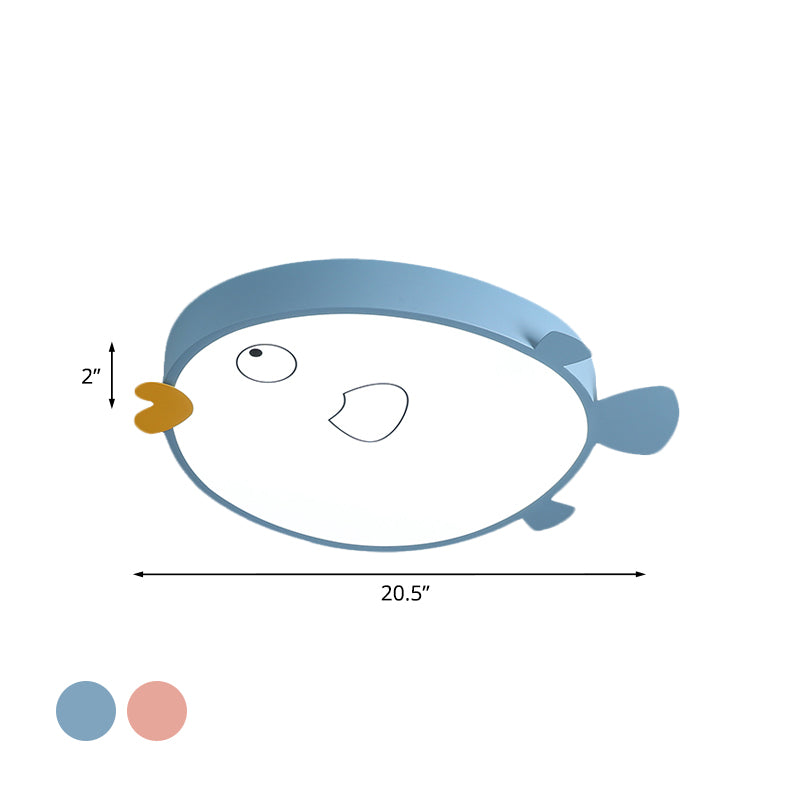 Macaron Blue/Pink Led Bedroom Flush Light With Bird Acrylic Shade - Mount Fixture