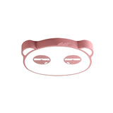 Kids Bedroom Cartoon Led Ceiling Light With Panda Shape Acrylic Shade And Pink/Green/Blue Finish
