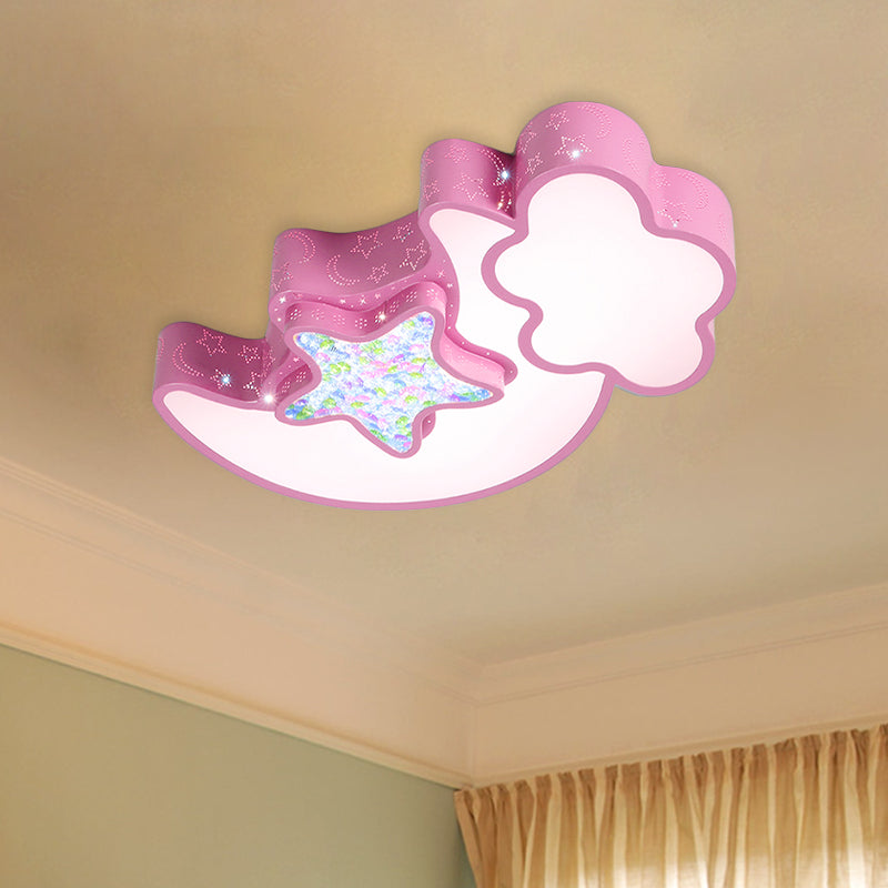Nordic Led Flush Ceiling Light With Acrylic Starry Sky Design - Ideal For Childs Bedroom