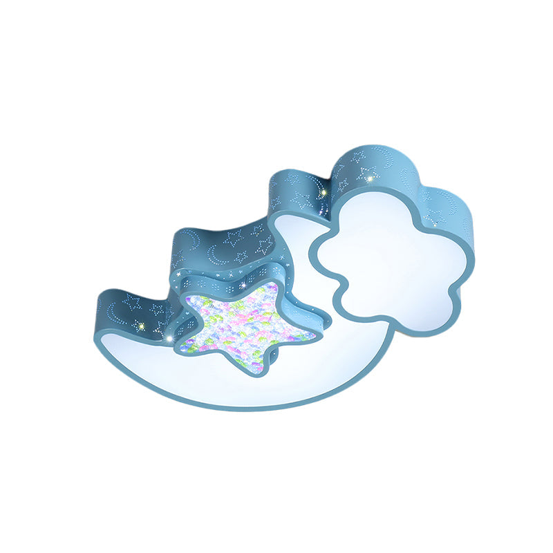 Nordic Led Flush Ceiling Light With Acrylic Starry Sky Design - Ideal For Child’s Bedroom