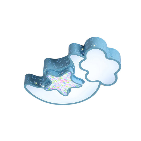 Nordic Led Flush Ceiling Light With Acrylic Starry Sky Design - Ideal For Child’s Bedroom