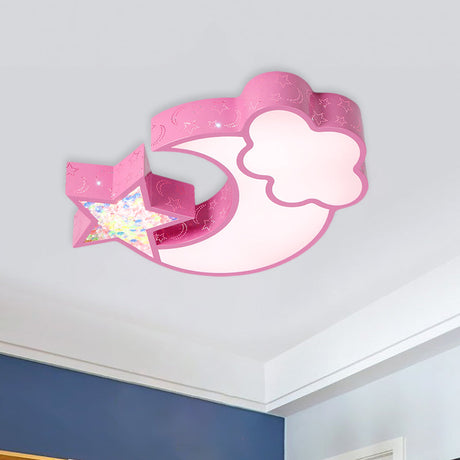 Nordic Led Flush Ceiling Light With Acrylic Starry Sky Design - Ideal For Childs Bedroom