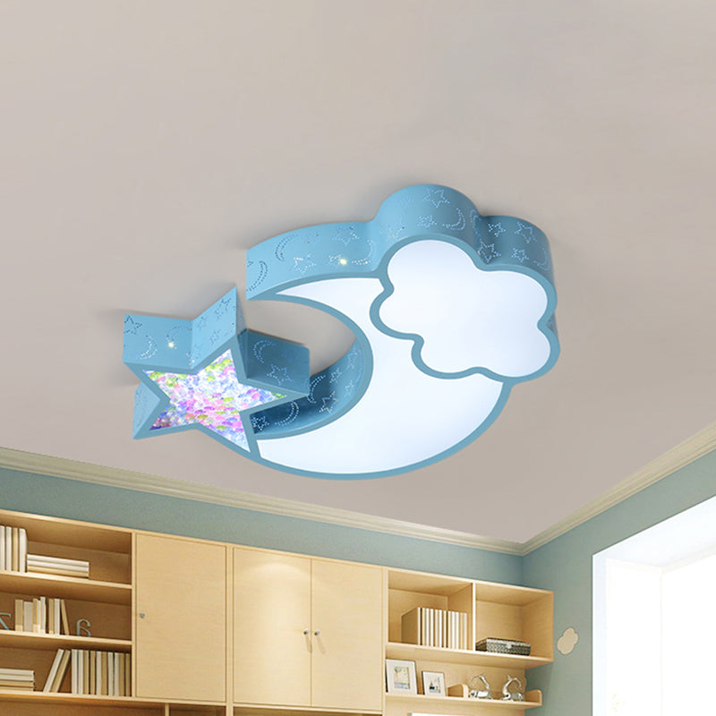Nordic Led Flush Ceiling Light With Acrylic Starry Sky Design - Ideal For Childs Bedroom