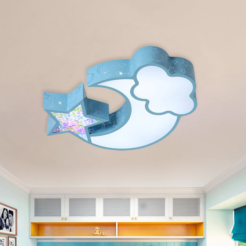 Nordic Led Flush Ceiling Light With Acrylic Starry Sky Design - Ideal For Child’s Bedroom