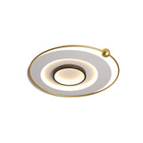 Modern Led Gold Round Flushmount Ceiling Light In White/Warm