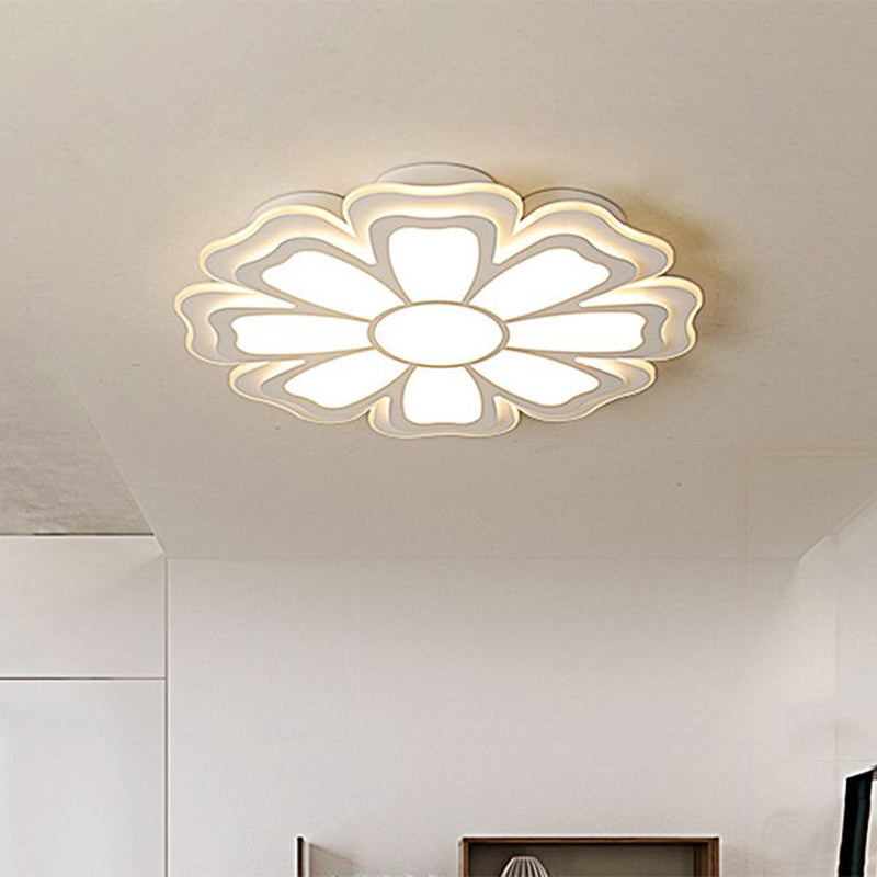 Modern Creative Flower Flush Mount Light With Acrylic Diffuser - Led Bedroom Ceiling In Warm/White