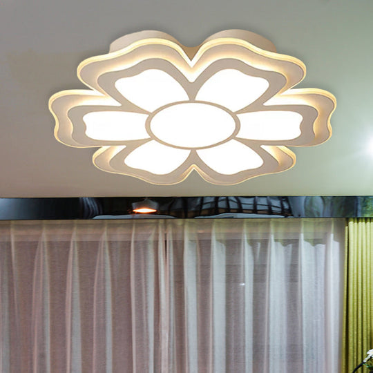 Modern Creative Flower Flush Mount Light With Acrylic Diffuser - Led Bedroom Ceiling In Warm/White