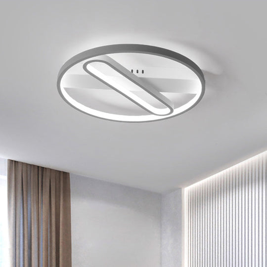 Geometric Flush Mount Ceiling Light In Metal Grey - Modern Led Lamp (Warm/White Light)