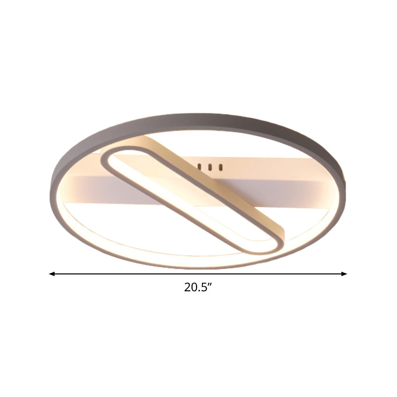 Geometric Flush Mount Ceiling Light In Metal Grey - Modern Led Lamp (Warm/White Light)