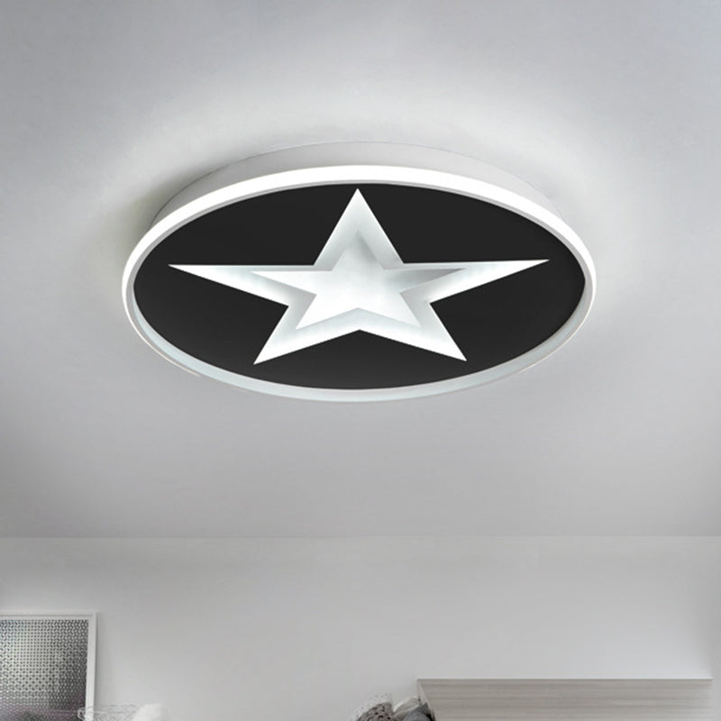 Star Pattern Nordic Acrylic Led Flush Mount Lighting In Black White/Warm Light - Bedroom Fixture