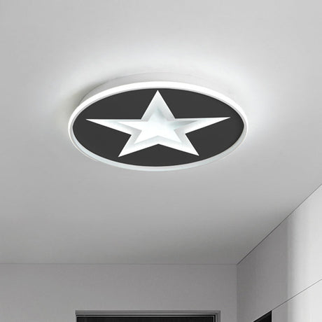 Star Pattern Nordic Acrylic Led Flush Mount Lighting In Black White/Warm Light - Bedroom Fixture