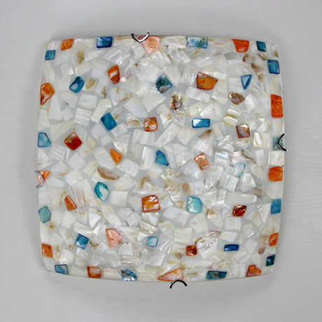 Vintage Mosaic Glass Flush Mount Ceiling Light For Living Room - Colorful Square Design