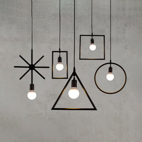Industrial Geometric 5-Light Black Suspended Ceiling Light With Stylish Metal Shades