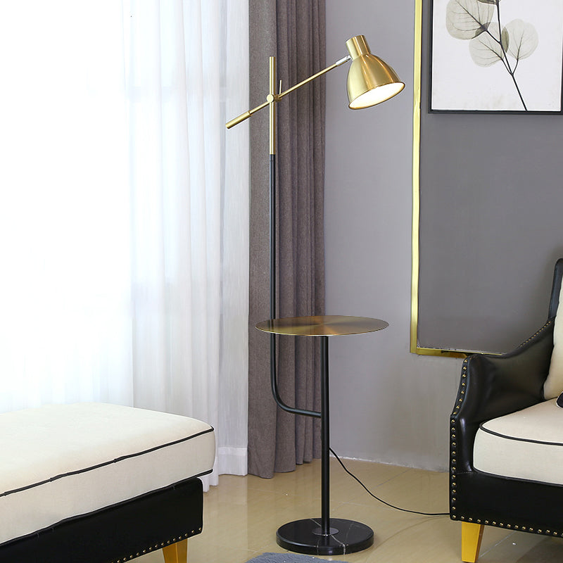 Modernist Dome Floor Lamp With Balance Arm - Gold/Black