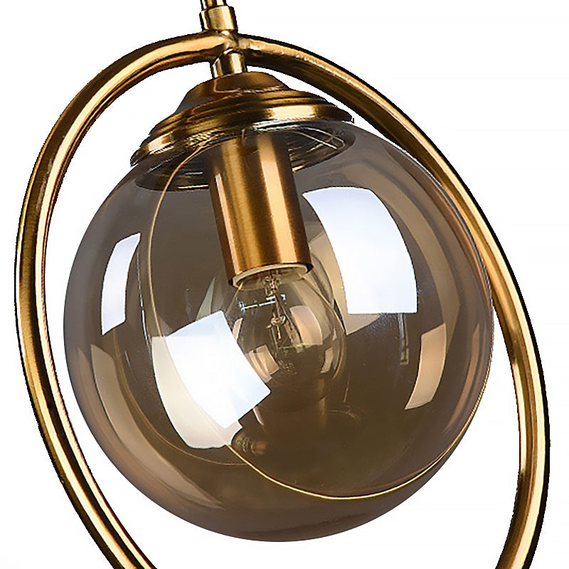 1-flammige Pendelleuchte mit Glaskugel und Ringrahmen – postmodernes Design
