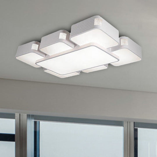 Contemporary Square Ceiling Mounted Led Pendant Light - 24/37 Wide Acrylic White Flush Mount